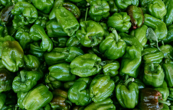 Green bell pepper top view background - Powered by Adobe