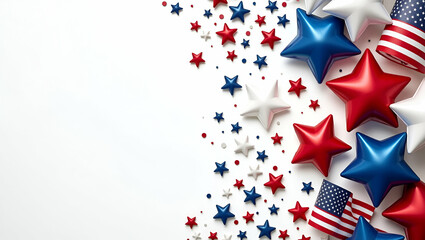 Obraz premium Innovative Memorial Day decoration design integrating patriotic symbols and creative embellishments with a refined balanced layout for compelling visual representation in high quality photo stock in 