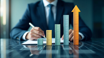 Strategic Business Planning: Data-Driven Decisions & Innovative Tactics for Sustainable Competitive Advantage - Photo Stock Concept with Left Space