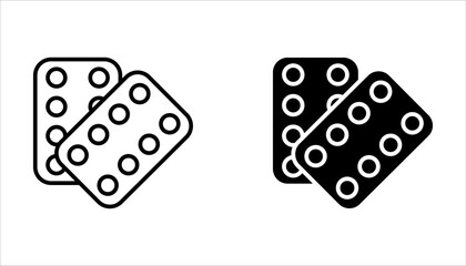 Medical pills icons set, vector illustration on white background.