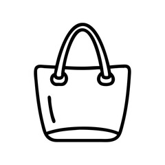 Stylish Tote Bag Outline Design on White Background  
