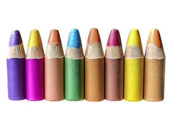 Vibrant colored pencils in a row on rustic wood.  A perfect metaphor for creativity, ideas, and childhood.  Ideal for education, art, and backtoschool themes.