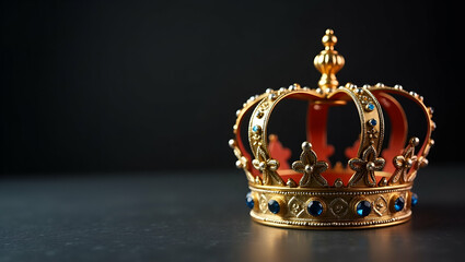 Imposing Prom King Crown: Refined Regal Details & Sophisticated Design Elements for Leadership & Honor in a Prestigious Formal Setting - Empty Space for Text