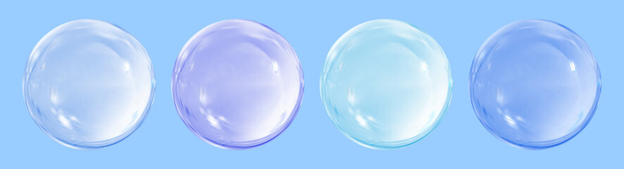 Realistic glossy glass ball.Abstract 3D light bubble with glare.Geometric abstract shape.