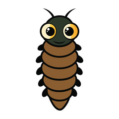 Cute cartoon woodlouse smiling