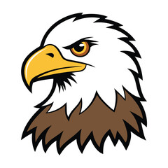 Detailed illustration of an eagle's head with sharp features and a focused gaze