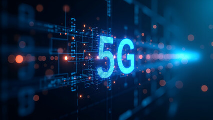 Obraz premium Breakthrough 5G Connection Speed Technology: Powering Rapid Data Transfer, High Efficiency Network Performance, and Ultra Responsive Digital Communication Systems in Photo Stock Concept