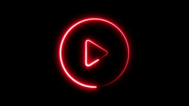 glowing neon pink color music play animation icon audio video tone song animated on black background