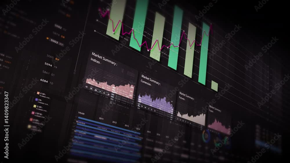 Leinwandbilder dynamic data visuals for business info graphics, animated charts, and data-driven insights for a bus