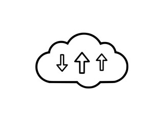 A black and white cloud icon with up and down arrow symbols