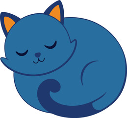 Fototapeta premium cartoon-cat-curled-up-sleeping-vector-on-white-