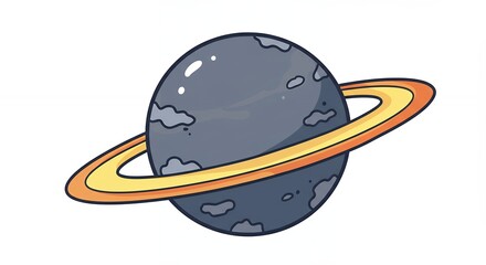Fototapeta premium Cartoon planet with rings