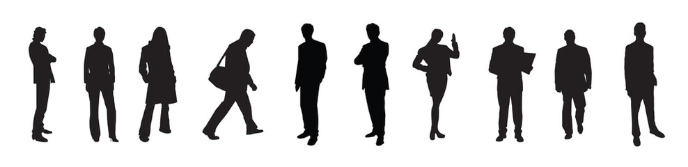 Silhouettes of business men and women