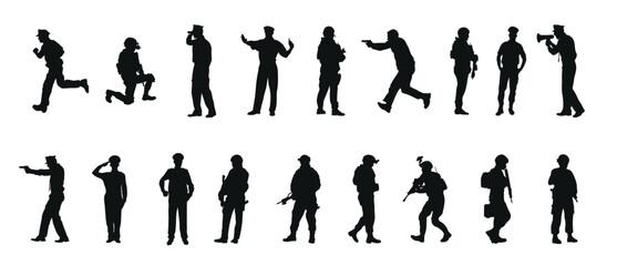Set police silhouette vector illustration