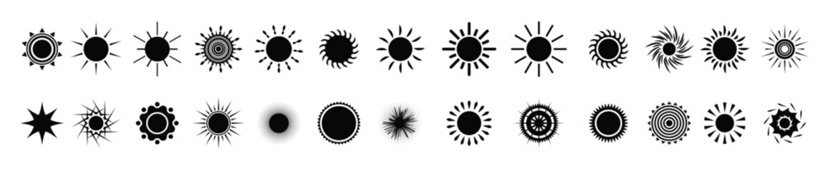 Sun icons vector symbol set
