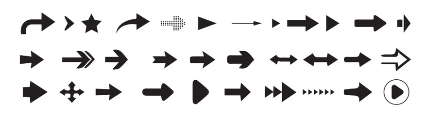 Arrows big black set icons. Arrow icon. Arrow vector collection. Arrow. Cursor. Modern simple arrows. Vector illustration