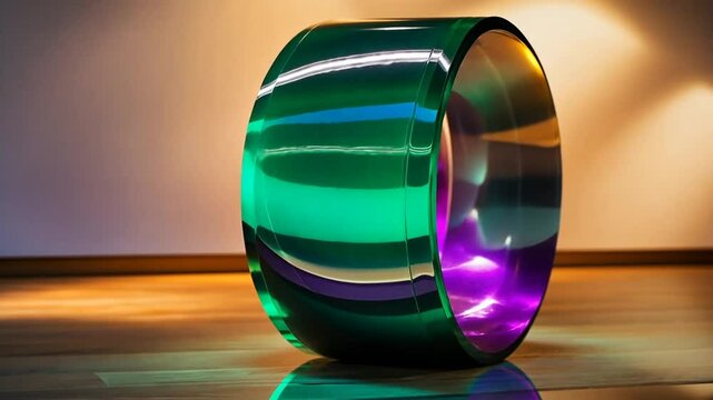 Luminous Glass Sculpture: A mesmerizing toroidal artwork