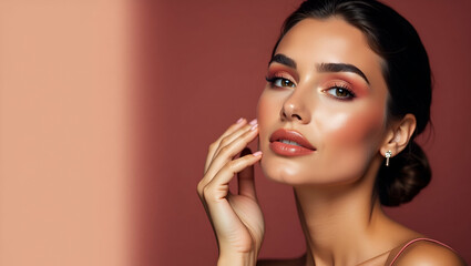 Fototapeta premium Trendy Prom Makeup Inspiration: Flawless Radiant Looks with Vivid Hues & Expert Techniques for Upscale Events - Explore Dynamic Styles & Sophisticated Artistry in Our Photo Stock Collection