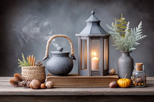 A spooky photo booth setup with themed props