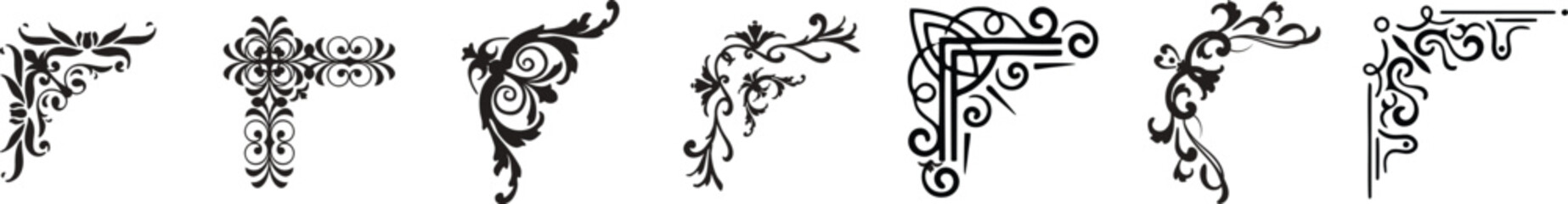 Set of decorative vintage Corners. Decorative luxury frames and borders