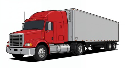 Red semi truck and trailer illustration