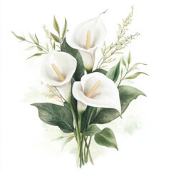 Elegant calla lily watercolor radiates natural beauty and peaceful feeling