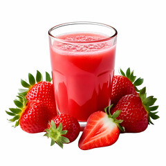 Strawberry Smoothie Delight: Refreshing strawberry smoothie in a glass, surrounded by juicy ripe strawberries. A vibrant and delicious summer drink.