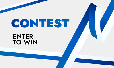 contest banner vector banner design in blue and white ribbons on white background with modern text