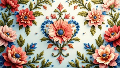 Fototapeta premium Intricate floral damask design in muted tones , elegant, stylish, home