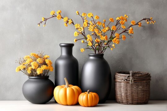 Vintage Halloween decor poster with classic orange-and-black color palette