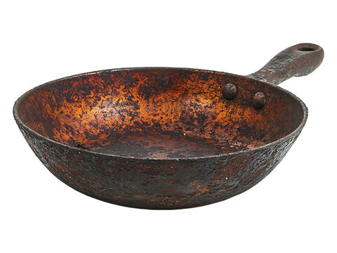 Rustic, heavily rusted frying pan.  A captivating image conveying age, history, and the passage of time.  Perfect for concepts of nostalgia, heritage, or the enduring strength of old tools.