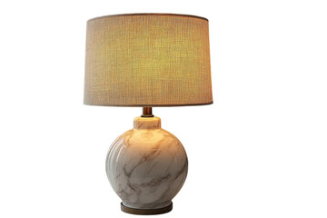 Elegant marble table lamp warm light textured shade home decor accent adds on transparent background