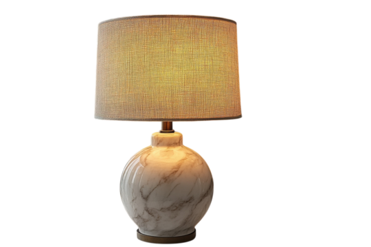 Elegant marble table lamp warm light textured shade home decor accent adds on transparent background