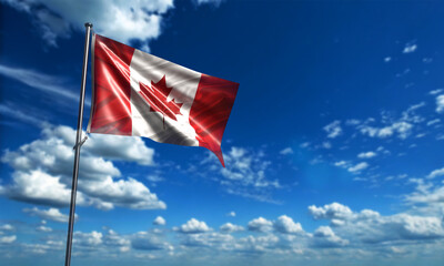 Fototapeta premium Flag country canada day blue sky background wallpaper copy space happy independence day canadian day freedom maple leaf background patriotism canada day 1 st first day july month freedom canada 
