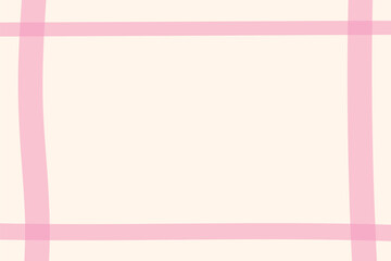 Hand drawn minimalist pink frame background, grid background in beige tones