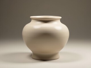 Ceramic beige clean vase. The vase is empty and has a simple, elegant design. handicrafts, DIY products.