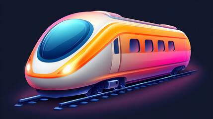 Sleek Orange and White Bullet Train on Dark Background for High Speed Modern Transportation Design