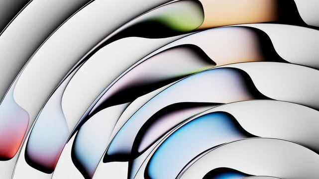 Looping 3D animation. Abstract background of liquid bubbles and colorful gradients transform and change colors inside the round geometric shapes