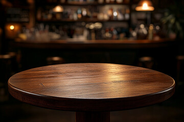 Obraz premium Warm inviting pub table inviting relaxation in a dimly lit bar