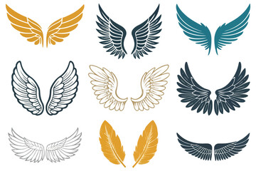 Angel Wings Vector Set , Black & White Wing Designs, Tattoo & Art Inspiration