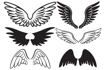 Angel Wings Vector Set , Black & White Wing Designs, Tattoo & Art Inspiration
