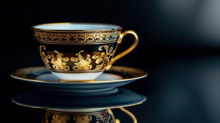 A luxury espresso cup with gold accents
