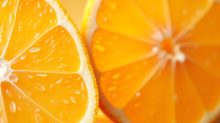 Close-up of juicy orange slices with glistening segments highlighting vibrant citrus fruit textures and a bright refreshing appearance.