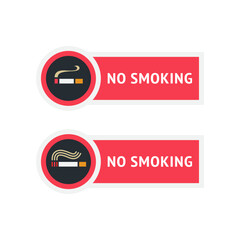 No smoking cigarette stickers set, labels no smoking in this area, vector illustration for print