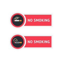 No smoking cigarette stickers set, labels no smoking in this area, vector illustration for print