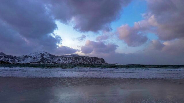 A glimpse of light during the cold and dark winter, at Ramberg Beach