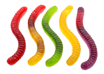 Gummy worms isolated on a transparent background
