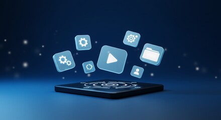 Touchless Interface with Floating Icons – Futuristic Interaction