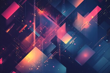 Geometric backdrop enhanced with data flow graphics