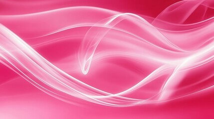 elegant abstract white wave on pink background, smooth flowing fluid lines of transparent smoke or silk ribbon in motion isolated on white background, perfect for modern design, romance theme, femine 